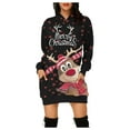 thumbnail image 1 of Chandail en Molleton de Noël pour Femmes, Fermeture Mi-Longue, Manches Longues, Pull de Noël, Col Rond Chaud, Cardigan à Capuche, Veste de Mode, Imprimé de Vacances, 1 of 6