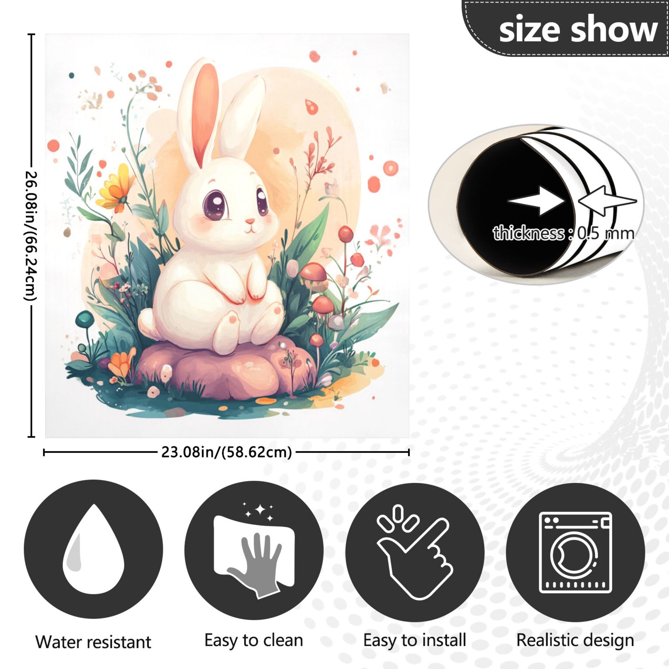 Dishwasher Magnetic Sticker 23x26 Inch Refrigerator Magnetic Sticker Washing Machine Magnetic Sticker Kitchen Panel Magnetic Sticker Home Decor Super Cute Cartoon Rabbit