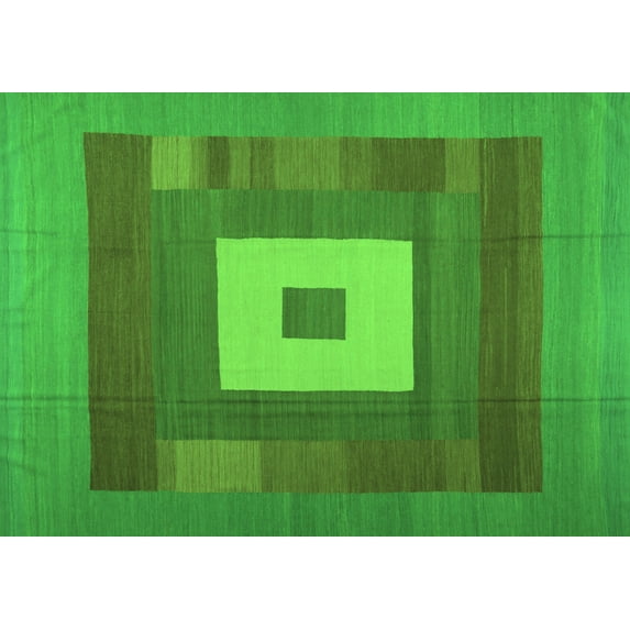 Ahgly Company Indoor Rectangle Abstract Green Contemporary Area Rugs, 4' x 6'