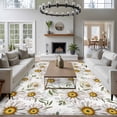 thumbnail image 3 of 6'x9' Area Rugs, White Daisies Indoor Outdoor Area Rug for Living Room Bedroom, Pastoral Farmhouse Botanical Flowers Leaf Washable Bathroom Rugs Kitchen Floor Carpet Mats Home Decor Aesthetic, 3 of 8