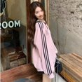 thumbnail image 4 of Real Shot 2024 Korean Style Jersey Style Loose Casual Sweater Women's Lace Stitching Color Contrast Striped Long Sleeve Top, 4 of 5