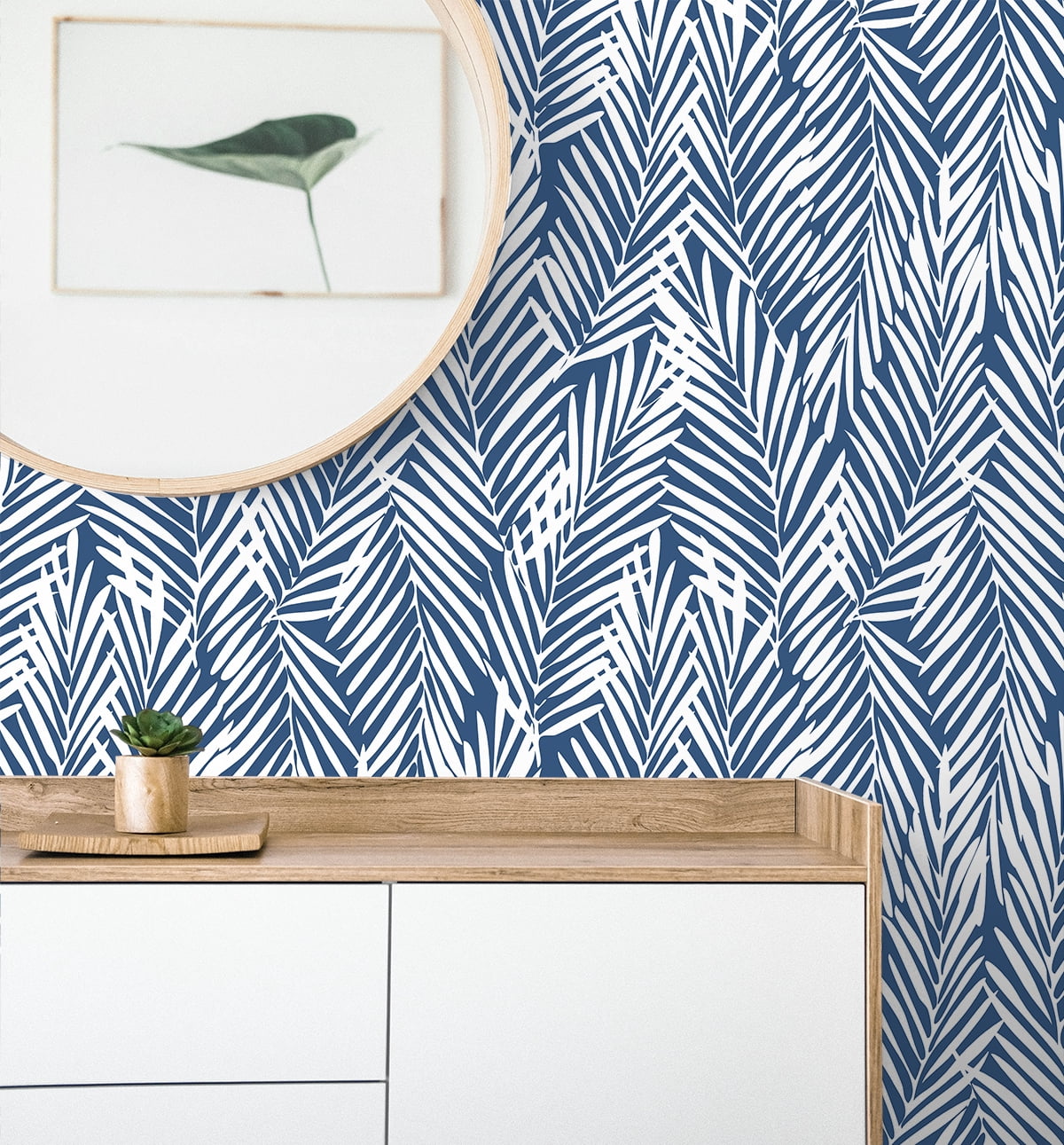 Stacy Garcia Home Coastal Blue Mod Palm Peel and Stick Wallpaper