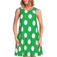 thumbnail image 1 of Fotbe Green And White Polka Dot Vestido de Verano sin Mangas para Mujer – Vestido Midi Línea A, Estilo Camiseta Floral, Vestido Playero Casual y Fluido, 1 of 7