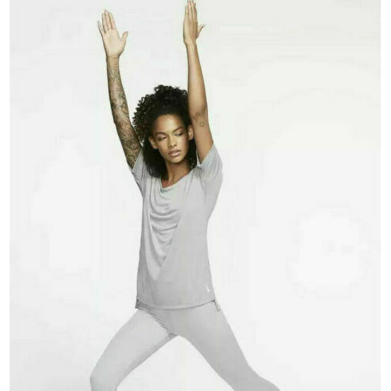 Nike Yoga Training T-Shirt Plain Gray Womens Sz L Pullover CJ9326-073