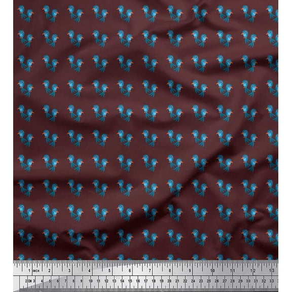 Soimoi Rayon Fabric Bird Shirting Printed Fabric 1 Yard 56 Inch Wide