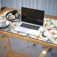 thumbnail image 3 of 35.4x15.7 Inch Gaming Mouse Pad, Non-Slip Stitched Rubber Desk Mat for Desktop & Laptop,Hummingbird Floral Leaf Grid Beige Pattern, 3 of 6
