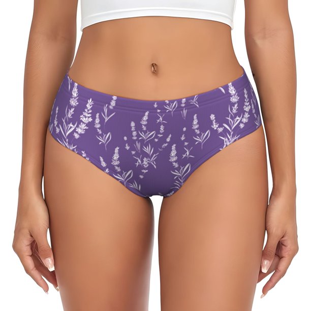 Fotbe Lavender Flowers Calzones Estampados para Mujer – Ropa Interior de Algodón, Cómoda, Suave y Elástica-Medium