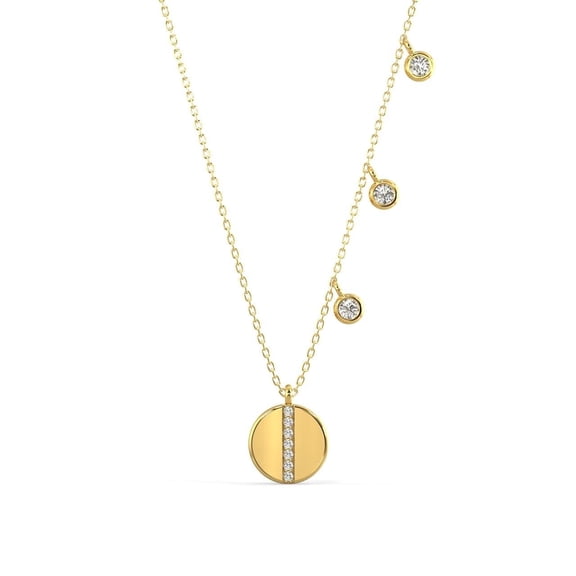 Silvermist Jewelry Diamond Dash Pendant Necklace 18K Yellow Gold over 925 Sterling Silver | Everyday Jewelry for Women, Birthday Gift for Her