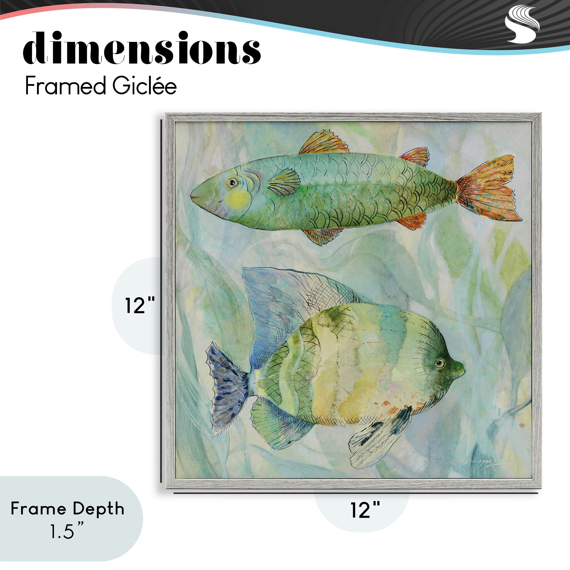 Stupell Industries Sweet Fish Duo Watercolor Gray Framed Giclee Art, design by Lorenzo Collective
