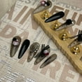 thumbnail image 2 of Nail art is purely hand-worn, black long-pointed large diamond nail piece, advanced finished product, pressing nails, fake nailspress on nails fake, 2 of 9
