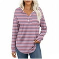 thumbnail image 2 of Xdegoge Long Sleeve Shirts for Women Oversized Striped Tunic Tops Fall Fashion Dressy Casual Blouses Stretchy Trendy Loose Fit Y2K Tshirts with Pocket Streetwear, 2 of 7