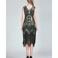 thumbnail image 3 of Sequin Roaring 1920s 20's Beaded Flapper Gatsby Themed Party Dresses Black/Green, 3 of 7
