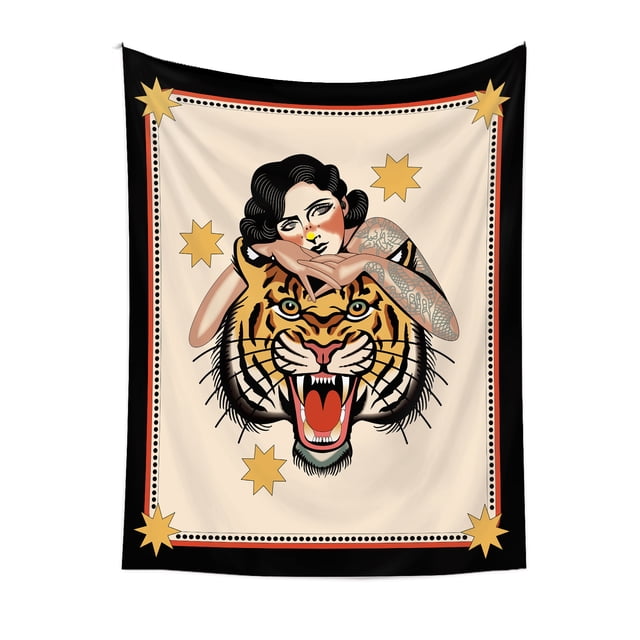 Tapiz de pared Tiger Beauty en microtela 150x130 cm