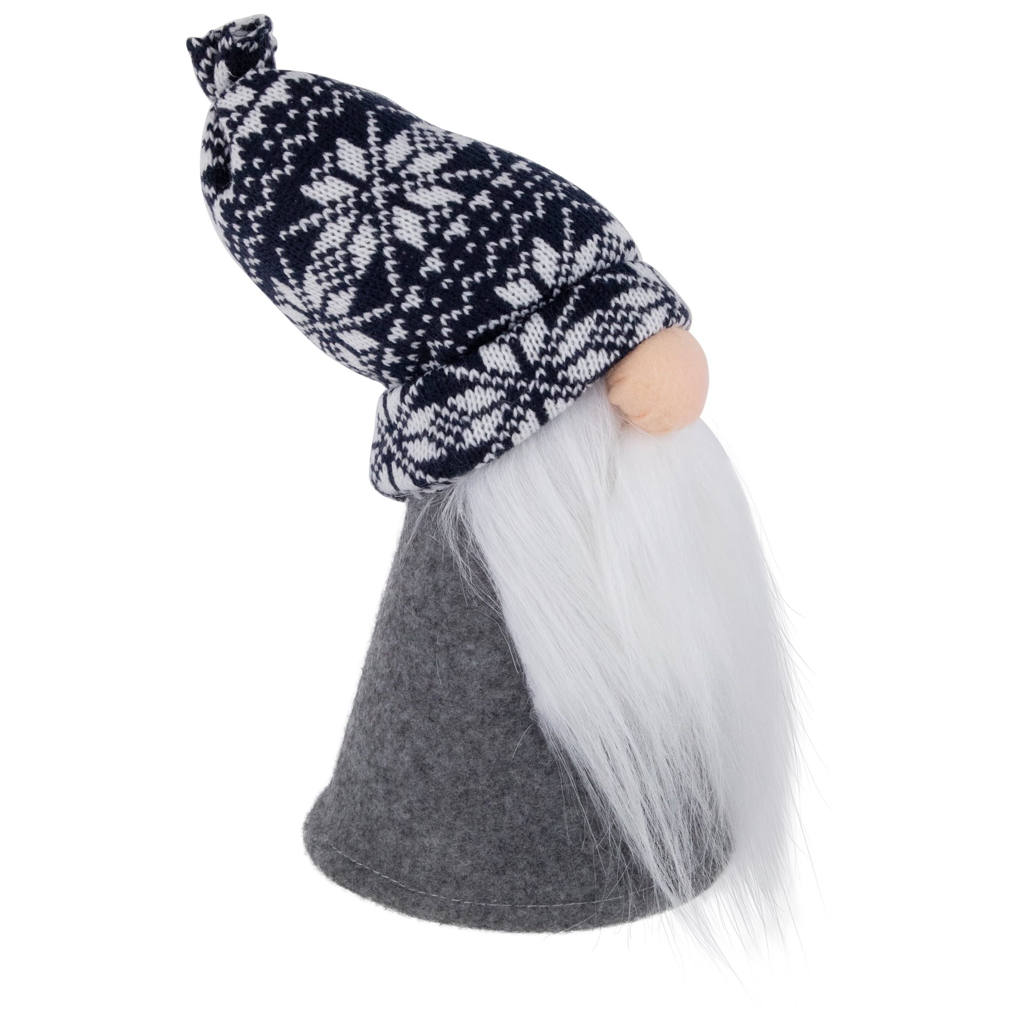 10" Plush Big Nose Gnome in Blue Checkered Hat and Gray Bottom