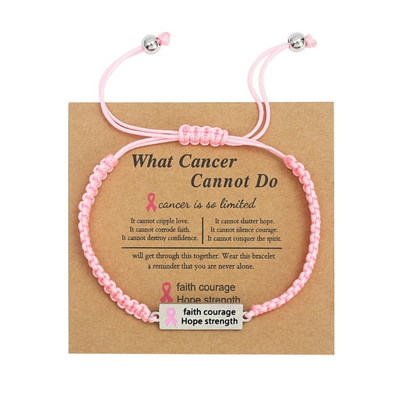 Ribbon Charm Bracelets Breast Cancers Awareness Jewelry Handwoven Rope Bangles for Women Handmade Jewelry Gift