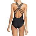 thumbnail image 3 of LA BLANCA Women's Black Stretch Tummy Control Removable Cups Lined Deep V Neck Strappy Island Goddess One Piece Swimsuit 14, 3 of 3