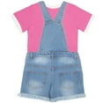 thumbnail image 6 of Barbie Girl's Crewneck T-Shirt & Denim Short Overalls 2-Piece Set (Little Girls, 4-6X), 6 of 12