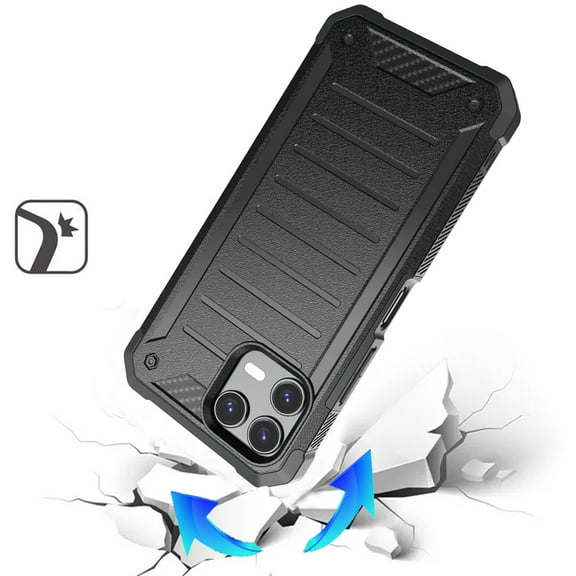 XPM for T-Mobile Revvl 8 Pro Phone Case, Tough Lined Design Hybrid Shockproof Protective Rugged TPU Hard PC with Durable Grip Cover for Revvl 8 PRO (Black)