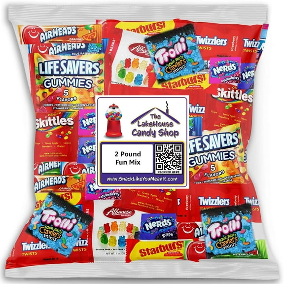 Bulk Assorted Fruit Candy - Starburst, Skittles, Gummy Life Savers, Air Heads, Jolly Rancher, Sour Punch, Albanese Gummy Bears & Twizzlers (32 Oz Variety Pack) from The LakeHouse