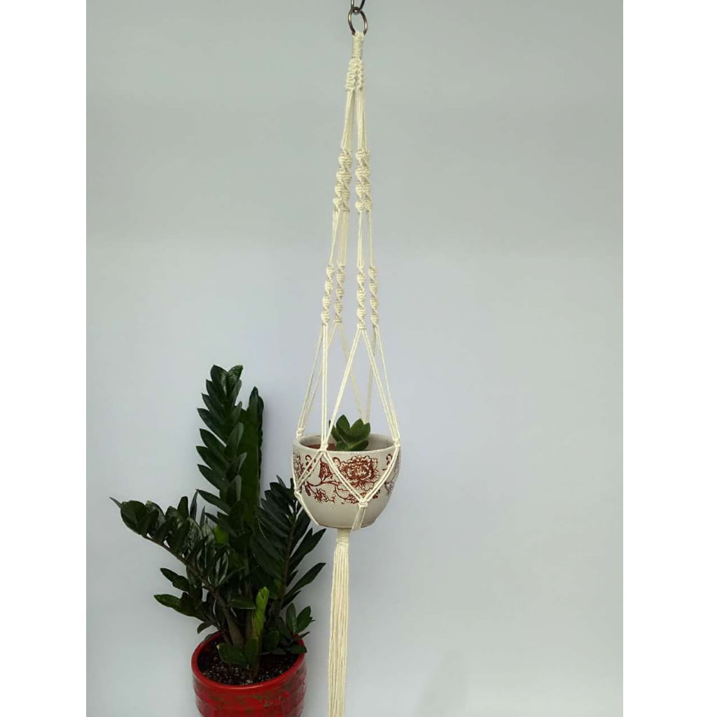 Macrame Plant Hangers Indoor Outdoor 4 Legs Flower Hanging Basket Hemp Rope 