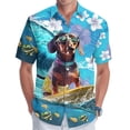thumbnail image 4 of Camisa con estampado 3D completo de perro salchicha hawaiano para hombre, camisas casuales de verano con botones para surfear y hacer playa, blusas para hombre, camiseta de gran tamaño, 4 of 5