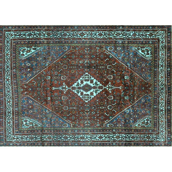 Ahgly Company Indoor Rectangle Persian Light Blue Traditional Area Rugs, 4' x 6'