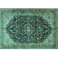thumbnail image 1 of Ahgly Company Machine Washable Indoor Rectangle Medallion Turquoise Blue Traditional Area Rugs, 7' x 10', 1 of 4