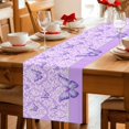 thumbnail image 5 of Purple Floral Butterflies Table Runner 120 Inches, Abstract Art Vintage Botanical Bed Runner Dresser Scarves Tabletop for Indoor Outdoor Parties/Ceremony/Banquet, 13"x 120", 5 of 9