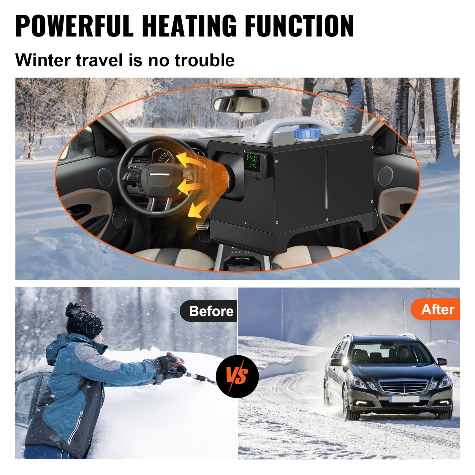 VEVOR Diesel Air Heater 8KW, All in One 12V Truck Heater, Parking Heater with Black LCD, Remote Control, Fast Heating Diesel Heater for RV Truck, Boat, Bus