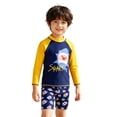 thumbnail image 4 of Byoo Toddler Boy Swimwear Two Piece UPF 50 Shark Print Sun Protection Rash Guard Swimsuit,Yellow, 4 of 4