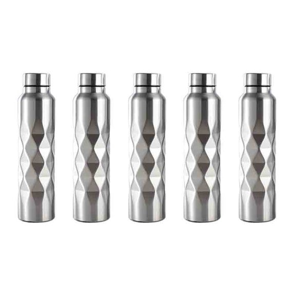 5X 1000Ml Single-Wall Stainless Steel Water Bottle Gym Sport Bottles Portable Beer Drink Bottle
