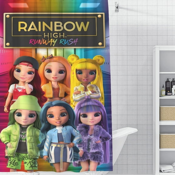 Rainbow High Dolls-theme Bathroom Shower Curtain Home Decor,Bath Curtains Durable Waterproof Bath Curtain , Adluts Girls Boys Bathroom Decor House Gifts 52x71inch（130cmX180cm）