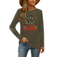 thumbnail image 4 of Christmas Tree Shirt Women Christmas Embroidered Trees Long Sleeve Shirts Gift Xmas Graphic Tee Tops, 4 of 7