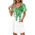 thumbnail image 1 of Vestido Corto de Verano Moda Gradiente Corto de Manga en V Cuello Vestido Casual, Poliéster Ligero de Verano, Lavado de Manos, 1 of 7