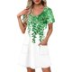 thumbnail image 1 of Vestido Corto de Verano Moda Gradiente Corto de Manga en V Cuello Vestido Casual, Poliéster Ligero de Verano, Lavado de Manos, 1 of 7