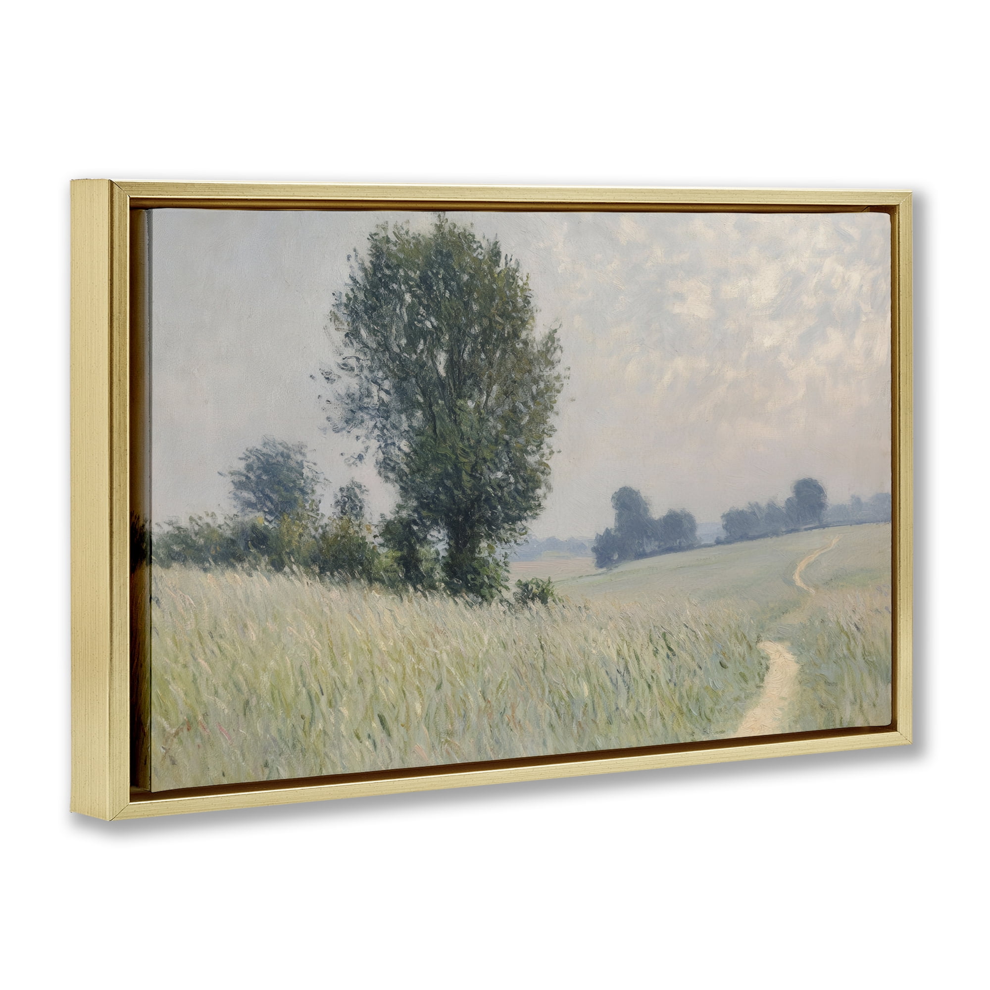 Stupell Industries Tall Grass Path Through Meadow Gold Framed Floater Canvas Wall Art, design by Petal Prints Design