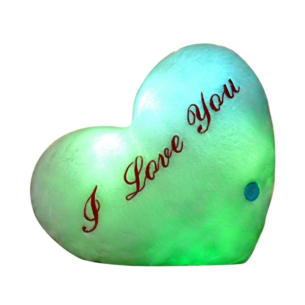 Almohada de San Valentín con forma de corazón, luz LED, suave, regalo para el hogar y los niños.