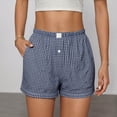thumbnail image 2 of WAYUTE Women's Shorts Plaid Print with Button Front Stretchy Lightweight Elastic Waist Shorts Casual Loose Fit Summer Outdoor, 2 of 4