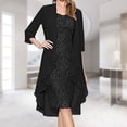 thumbnail image 1 of Vestido Vestido elegante de 2 piezas para mujer, vestido de encaje con cubierta fluida informal, vestido de fiesta de graduación Cgtredaw Negro T XXL para Mujer, 1 of 7