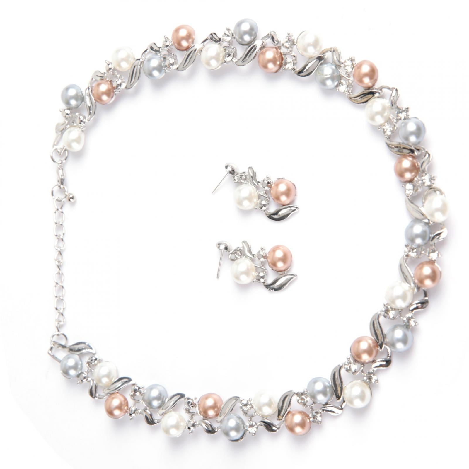 OTVIAP Faux Pearl Necklace Earrings Set, Necklace Earrings, For Wedding Party Woman Girl