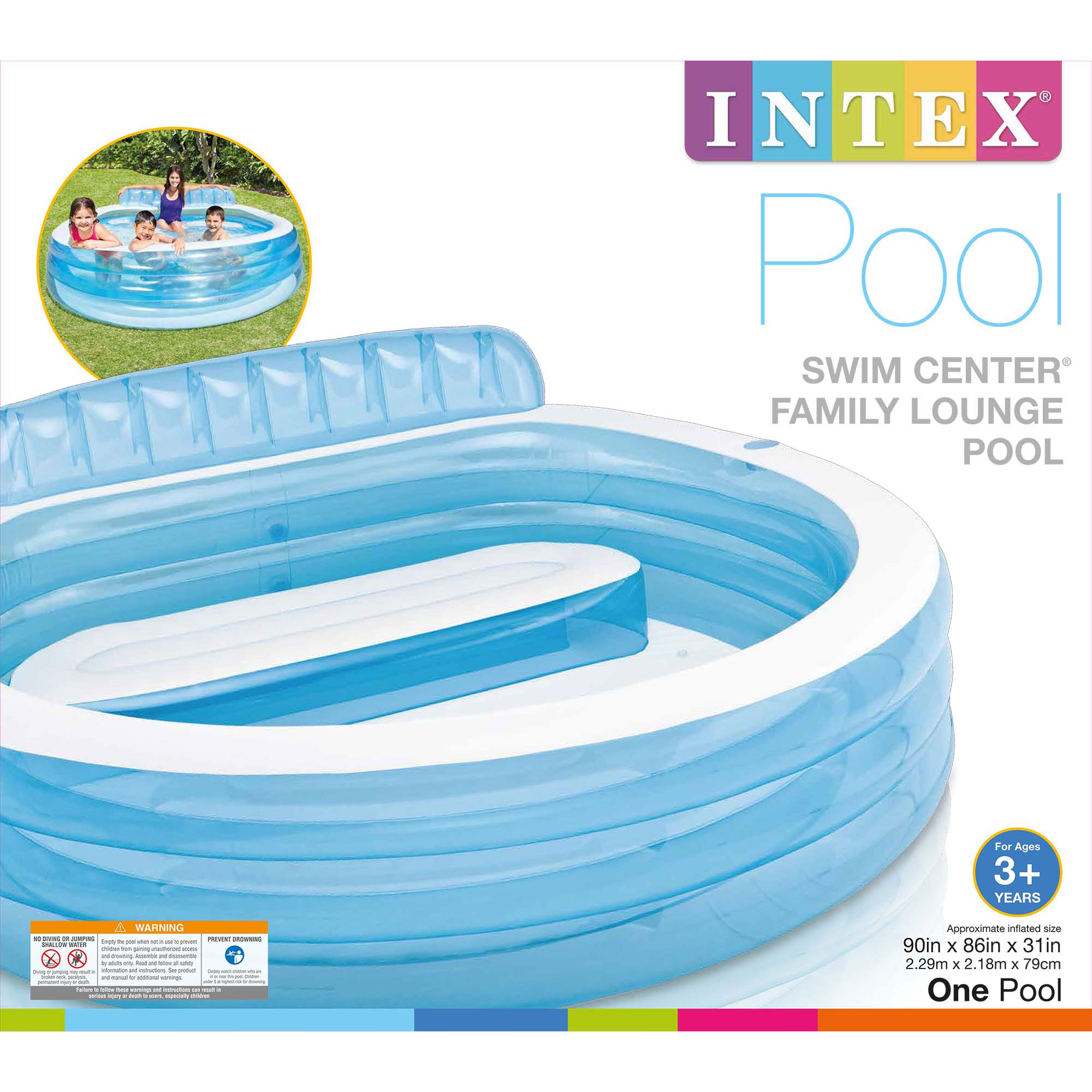 Intex Swim Center Family Inflatable Lounge Pool, 88" x 85" x 30" - image 5 of 8