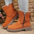 thumbnail image 2 of Xiaoxatg Women's Ankle Boots Winter Fashion Suede Platform Ankle Boots With Side Zipper Warm Lined Footwear For Cold Weather 8 Orange, 2 of 8