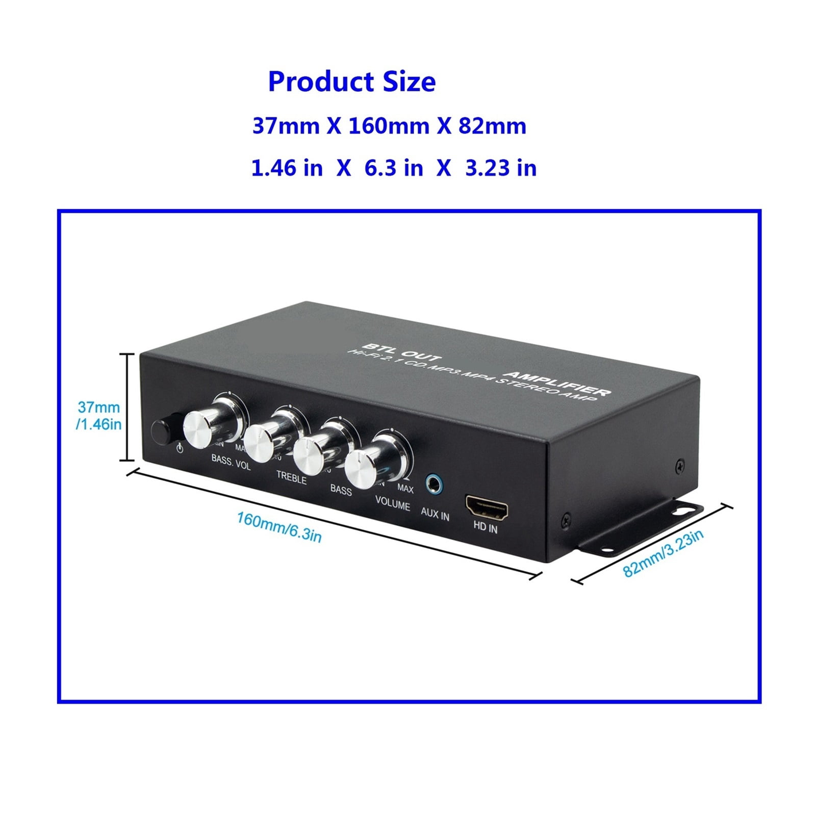 Power Amplifier 80Wx2 Subwoofer HI-FI 2.1CH Amplifier Stereo Bass Sound Bass MP3 Car Power Amp ,Bass & Treble Control