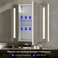 thumbnail image 3 of FULLWATT 27.6"x27.6" Bathroom LED Mirror Medicine Cabinet with Lights, Wall-Mounted w/ Defogger, Dimmable,  Adjustable Shelves, Memory Function, White, 3 of 9