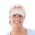 thumbnail image 5 of DALIX Naughty or Nice - Naughty Christmas Hat Womens Embroidered Baseball Cap in Beige, 5 of 6