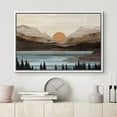 thumbnail image 2 of PixonSign Framed Canvas Print Wall Art Mountain Range Lake Trees Nature Wilderness Woodblock Illustrations Decorative Multicolor Landscape Wood Panels Country/Farmhouse - 16"x24" White, 2 of 5