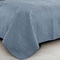 thumbnail image 2 of Chezmoi Collection Austin King Oversized Bedspread Set, 3-Piece Lightweight Microfiber Quilted Coverlet for All Seasons, Grayish Blue, 2 of 6