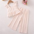 thumbnail image 5 of TOWED22 Baby Girl Clothes Toddler Girl Summer Outfits Sleeveless Ruffle Halter Tops Wide Leg Pants Kids Clothing Set(Pink,2-3 Y), 5 of 6