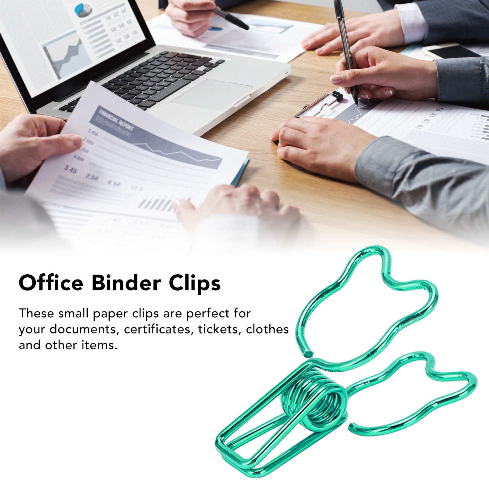 Gegong 100Pcs Binder Clips, Small Binder Clips Multipurpose Innovative Little Bear Shape Strong Clamping Force Paper Clamp for Home Office (Green)