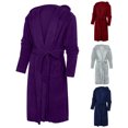 thumbnail image 3 of Plus Size Women Solid Color Flannel Hooded Bath Robe Dressing Gown Sleepwear, 3 of 7